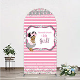 Lofaris Diamonds and Pearls Baby Girl Shower Arch Backdrop Pink Silver Glitter African American Princess Theme Decor